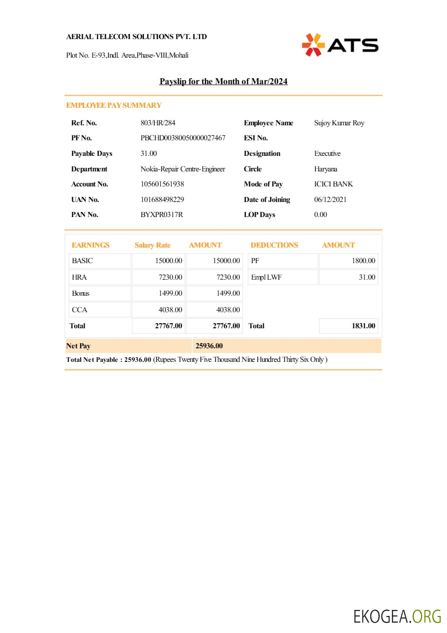 Modèle de fiche de paie Aerial Telecom Solutions aux formats Word et PDF.pdf, 1